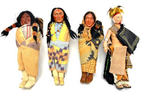 Lot - A Collection of Native American Dolls including Mohawk Brave ...