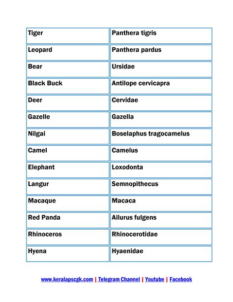 SOLUTION: List of scientific names of animals and birds - Studypool