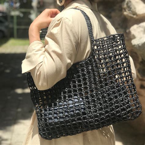 Crochet Raffia Beach Tote Bag: Natural Packable Lightweight Mesh Summer ...