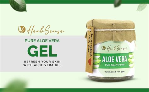 Herbsense Pure Aloe Vera Gel, Hydrating, Moisturizing & Non-Sticky Gel ...