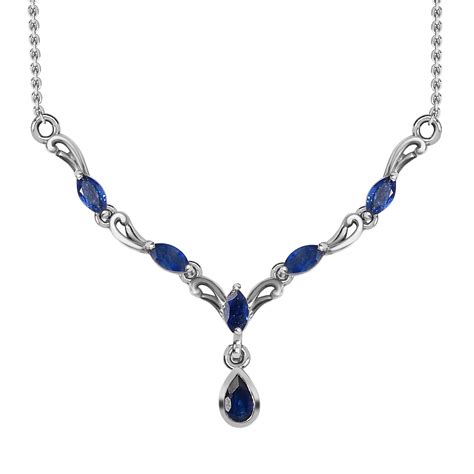 Masoala Saphir (Fissure gefüllt) Collier, ca. 45 cm, 925 Silber platiniert ca. 1,39 ct | SHOPLC