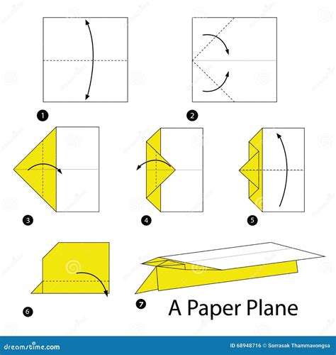 Step by Step Instructions How To Make Origami a Paper Plane. Stock ...