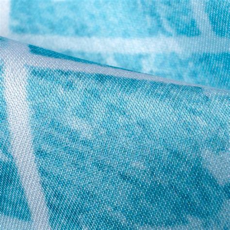 Sky Blue And White Geometric Pattern Digital Print Crepe Silk Fabric ...