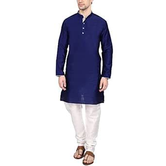Buy indian ATTIRE Men's Blended Silk Kurta Churidar Set (IA01KURB42 ...