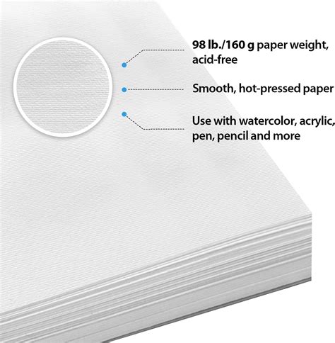 5.5×8.5 Inch Watercolor Paper Pad – 1 Pack, 60 Sheets, 98 lb/160 GSM ...