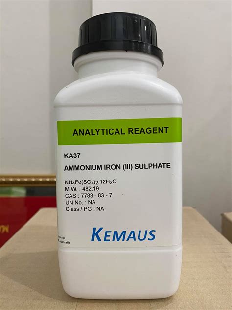 Ammonium iron (III) sulfate 98.5% AR.grade (500 กรัม/ขวด) ยี่ห้อ KemAus ...