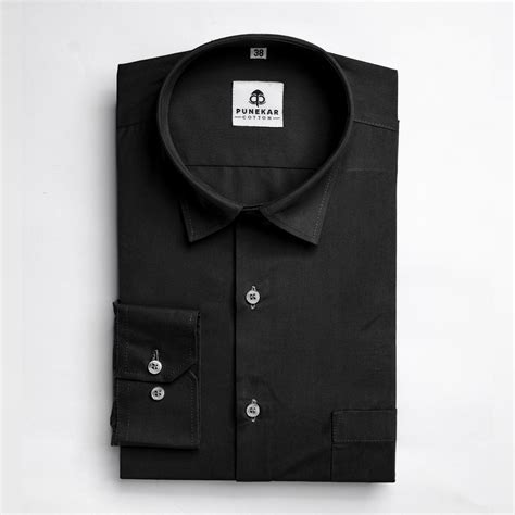 Black Color Lycra Twill Cotton Shirt For Men – Punekar Cotton