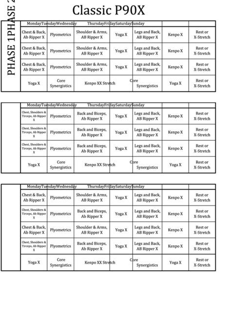 P90X Workout Schedule Printable, You must know that this workout ...