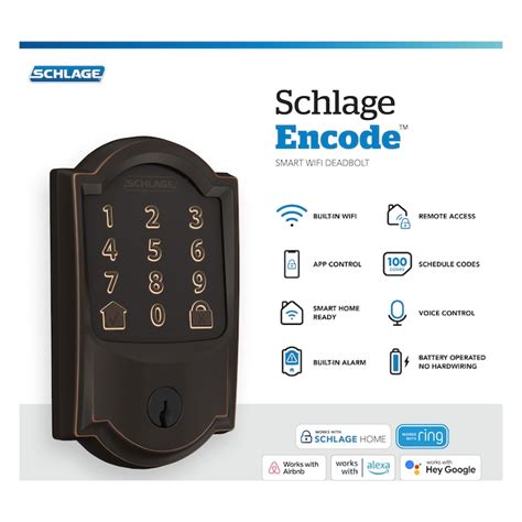 Schlage Encode Camelot Aged Bronze Smart Lock Electronic Deadbolt with ...