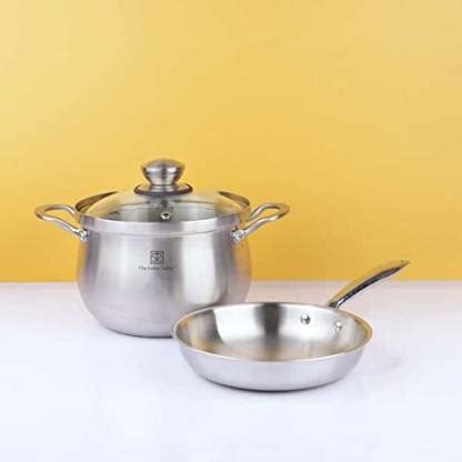 The Indus Valley Triply Stainless Steel FryPan + Stockpot/Casserole ...
