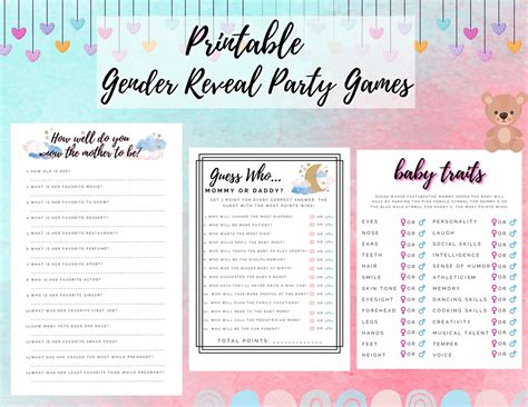 Gender Reveal Party Games | Printable Party Games | Printable Shower Games - Etsy