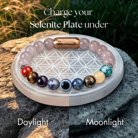 Flower Of Life Selenite Charging Plate Selenite Charging Plate by Mesmerize