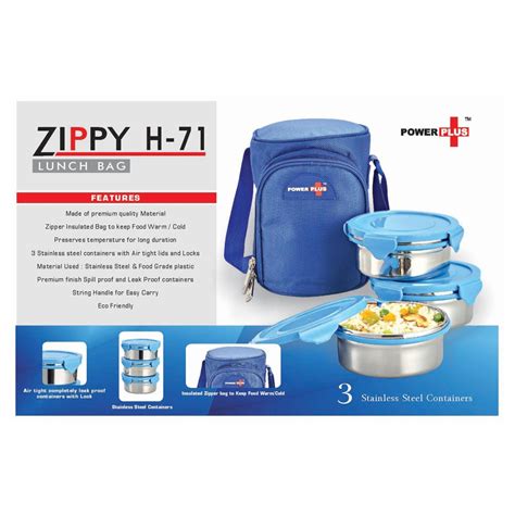Zippy Lunch Bag- 3 Metal Containers - H71 — Mudramart Corporate Giftings