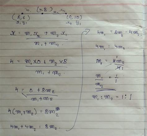 Find the ratio in which the point (4,8) divides the line segment ...