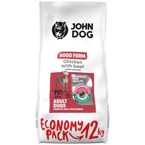 Karma sucha średnie i duże rasy John Dog Good Form. Kurczak z wołowiną ...