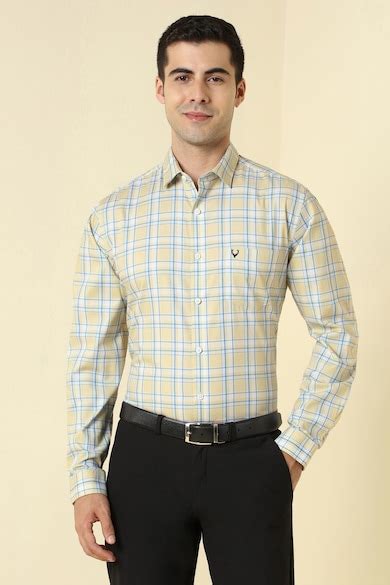 Buy Men Yellow Checked Full Sleeves Formal Shirt Online - 39961767 ...