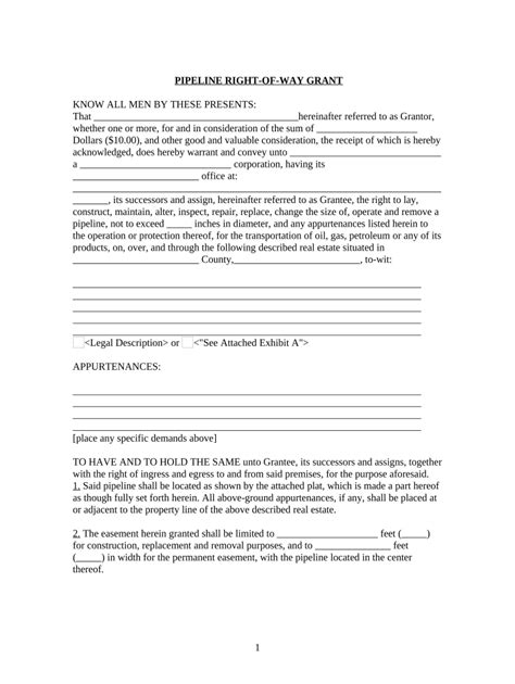 Pipeline Right of Way Grant Doc Template | pdfFiller