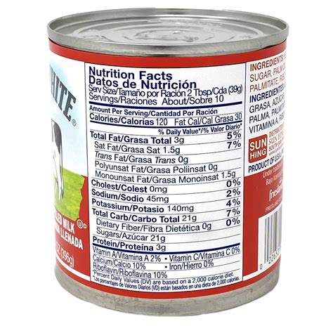 Sweetened Condensed Milk Nutrition at Madeleine Seitz blog