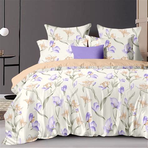 Floral Grace 210 TC Cotton Blend Flat King Bedsheet – Srijee Decors