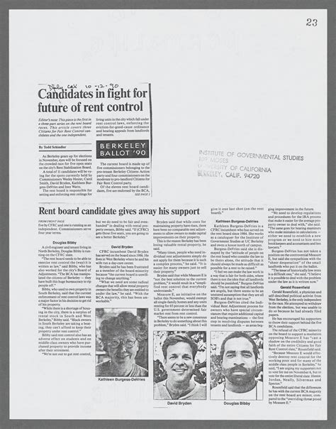 [Berkeley, Calif. election, 1990 (Nov. 6), Rent Stabilization Board ...