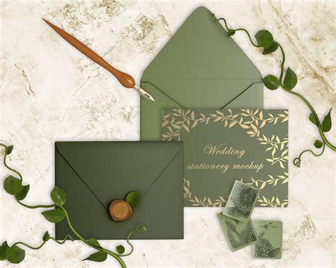 Free Wedding Invitation Card & Envelope Mockup PSD Set - Good Mockups