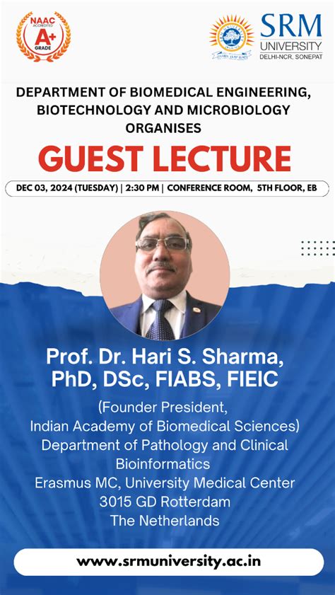 SRM University : Guest Lecture organised by Department of Biomedical ...