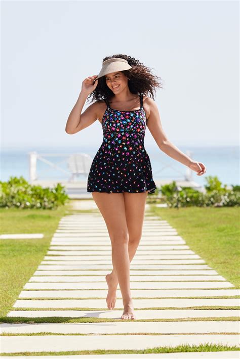Longitude Empire Princess Seam Swim Dress Flower Trail – Longitude Swim