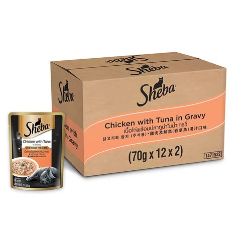 Sheba Rich Premium Adult (+1 Year) Fine Wet Cat Food, Chicken With Tuna ...