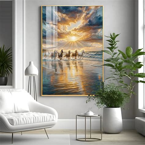 Buy Vastu Inspired Running Horse Wall Art Premium Acrylic Vertical Wall ...