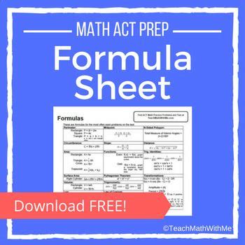 Image result for Act Math Formula Sheet