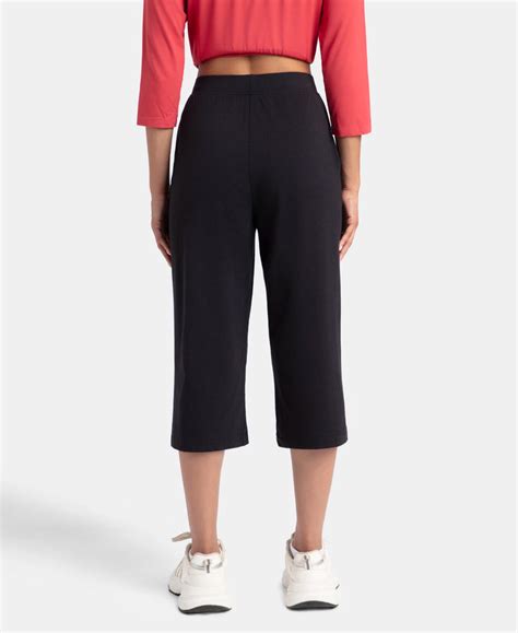 Buy Super Combed Cotton Elastane Stretch Relaxed Fit Culottes - Black ...