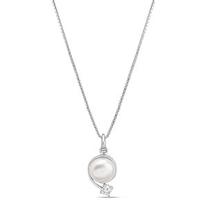 ZAVYA 925 Sterling Silver Gorgeous Rhodium Plated Chain with Pearl ...