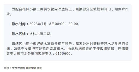 明早停水！预计时长12小时！涉及黑龙江大庆市这个小区_腾讯新闻