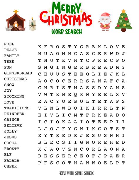 Printable Christmas Word Search, Ready to Print Christmas Activity ...