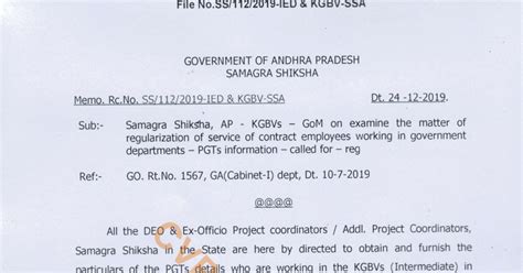 KGBVs - GoM on examine the matter of regularization of service of ...