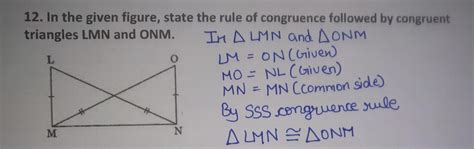 42. In the given figure, state the rule of congruence followed by ...