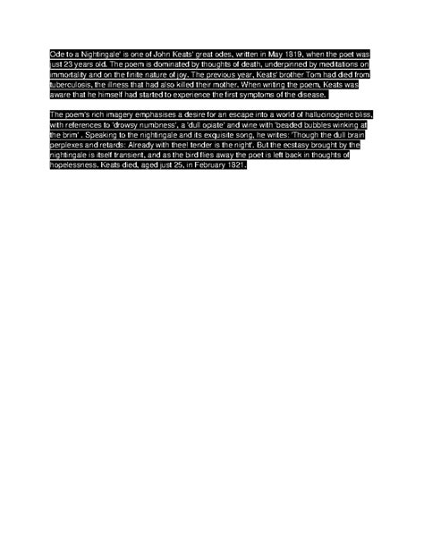 Ode to a Nightingale intro - Ode to a Nightingale' is one of John Keats ...