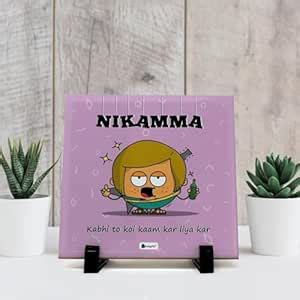 Indigifts Friendship Gift for Best Friend Nikamma Printed Ceramic Tile ...