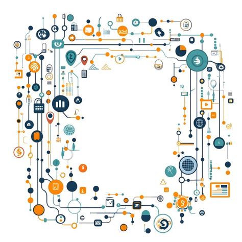 Flat ai data stream and money symbols frame concept as a modern border ...