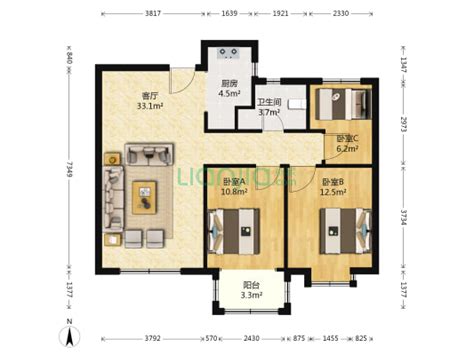 某三室两厅106平方米住宅装修图纸_三居室_土木在线