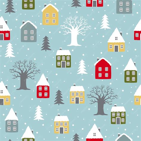 Premium Vector | Seamless hand drawn pattern Winter Landscape ...