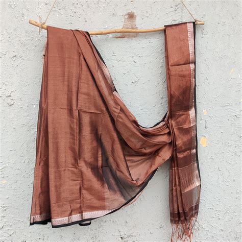 RANI- Pure Tissue Copper With Sliver Zari Saree – Sanskruti