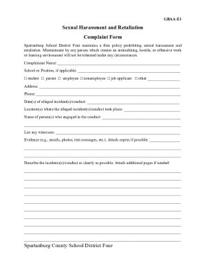 Fillable Online SEXUAL HARASSMENT REPORT FORM General Statement of ...
