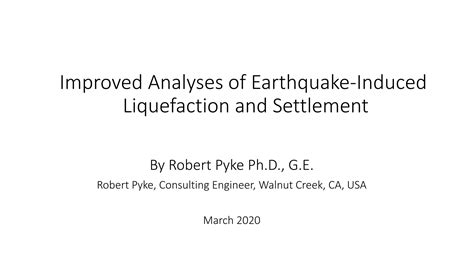 Improved analyses of liquefaction and settlement | PDF