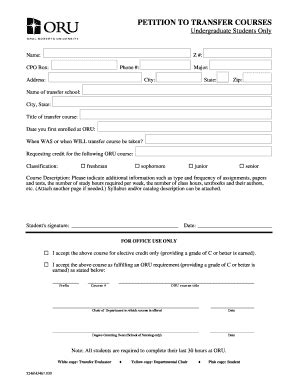 Petition to Transfer Courses - Blank Fillable Template | Fill Out ...