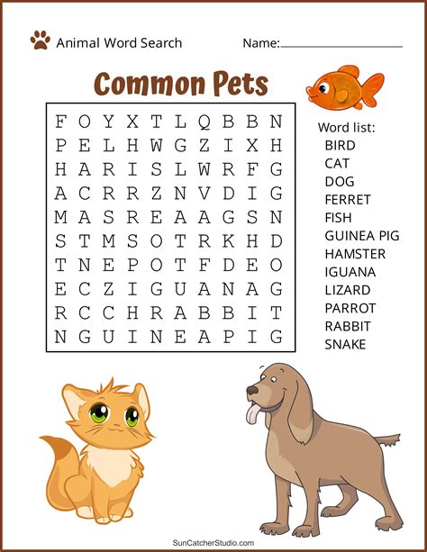 animal word search free printable word search printable - animal word ...