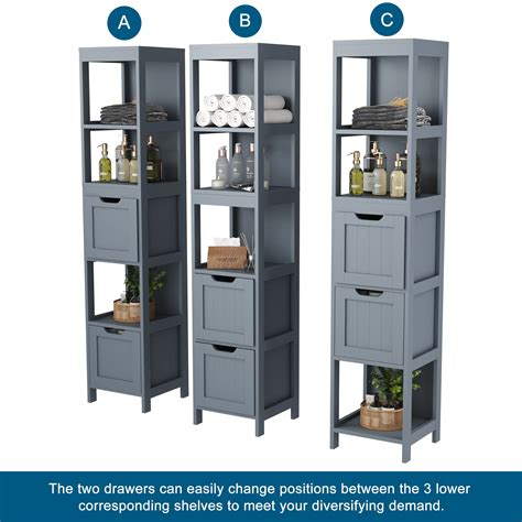 HOMEFORT Bathroom Storage Cabinet, Slim Tall Cabinet, Narrow Floor ...