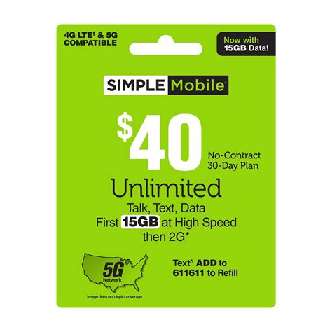 Buy Simple Mobile $40 Prepaid Plan + 30 GB Data including Mobile ...
