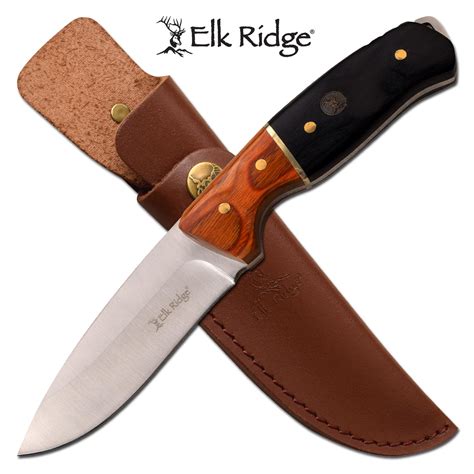 Hunting Knife Drop Point Blade Black Wood Handle Full Tang