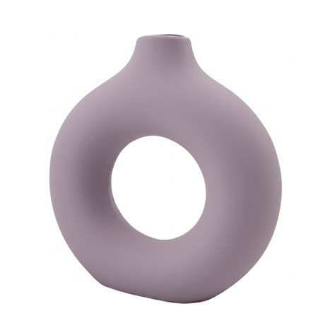 Set of 2 Decorative Purple Ceramic Vases – Donut Shape, Matte Finish ...